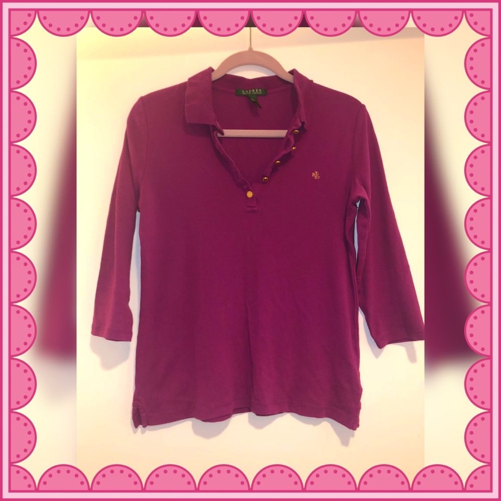 Lauren Ralph Lauren 3/4 sleeve Polo sz L